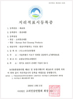 geographical marking registration certificate
(red ginseng products)